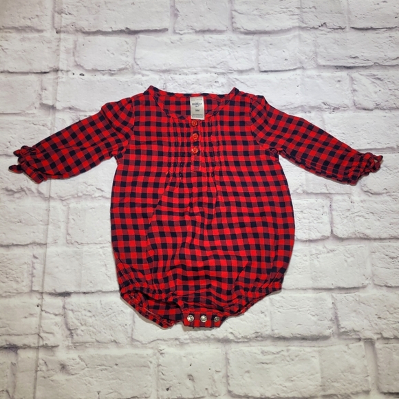 Oshkosh Infant Girl's Buffalo Plaid Print Bodysuit & Denim Jumper - Picture 4 of 9